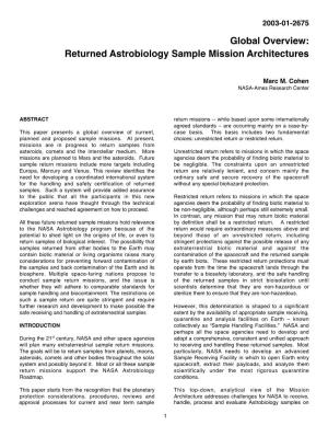 Returned Astrobiology Sample Mission Architectures