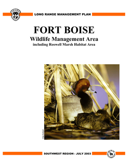 FORT BOISE Wildlife Management Area Including Roswell Marsh Habitat Area Clair Kofoed
