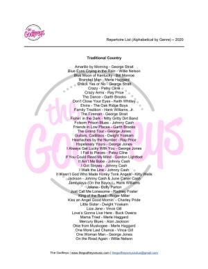 Repertoire List (Alphabetical by Genre) – 2020