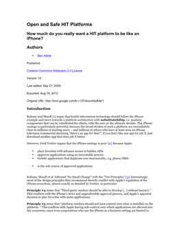 Open and Safe HIT Platforms [PDF]