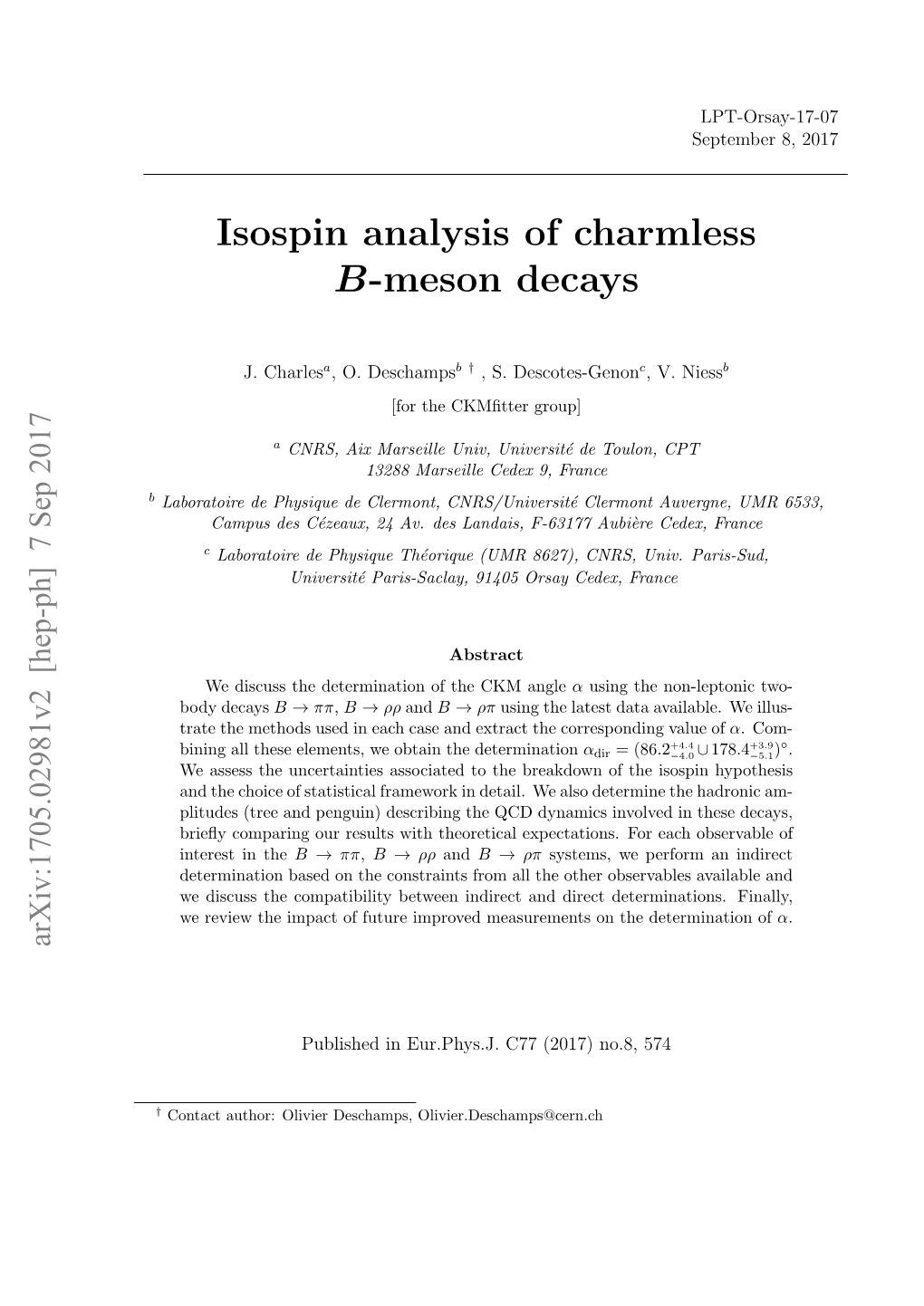 Isospin Analysis of Charmless B-Meson Decays