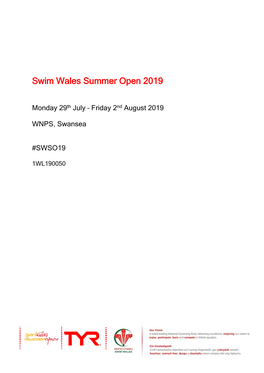 Swim Wales Summer Open 2019