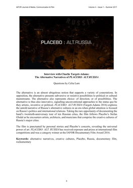 Interview with Charlie Targett-Adams: the Alternative Narratives of PLACEBO: ALT.RUSSIA