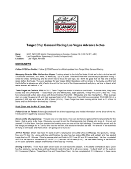 Target Chip Ganassi Racing Las Vegas Advance Notes