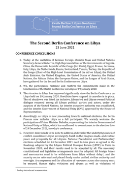 Conclusions of the Second Berlin Conference on Libya