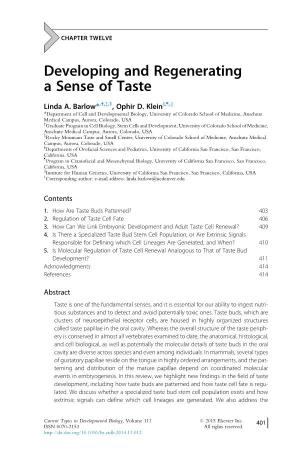 Developing and Regenerating a Sense of Taste