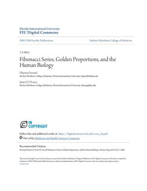 Fibonacci Series, Golden Proportions, and the Human Biology Dharam Persaud Herbert Wertheim College of Medicine, Florida International University, Dpers001@Fiu.Edu