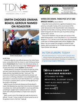 Smith Chooses Omaha Beach; Geroux Named on Roadster