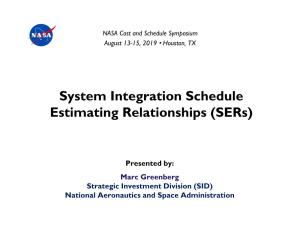 System Integration Schedule Estimating Relationships (Sers)