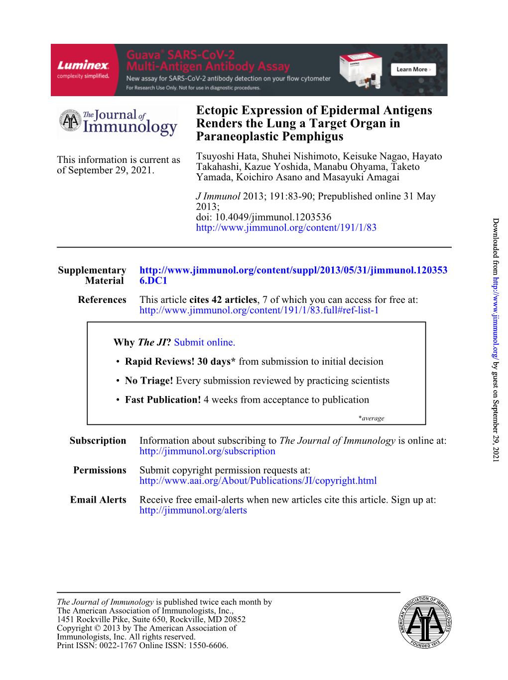 Paraneoplastic Pemphigus Renders the Lung a Target Organ in Ectopic