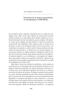 Estructura De La Prensa Generalista En Guadalajara (1990-2010)