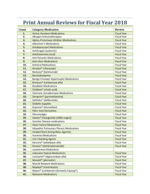Print Annual Reviews for Fiscal Year 2018