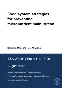 Food System Strategies for Preventing Micronutrient Malnutrition