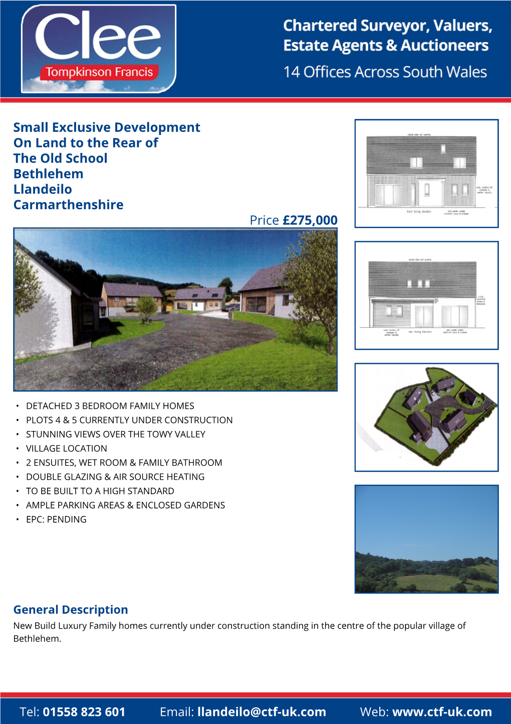 Small Exclusive Development on Land to the Rear of the Old School Bethlehem Llandeilo Carmarthenshire Price £275,000
