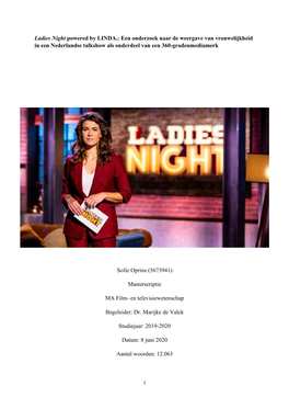 Ladies Night Powered by LINDA.: Een Onderzoek Naar De Weergave Van Vrouwelijkheid in Een Nederlandse Talkshow Als Onderdeel Van Een 360-Gradenmediamerk
