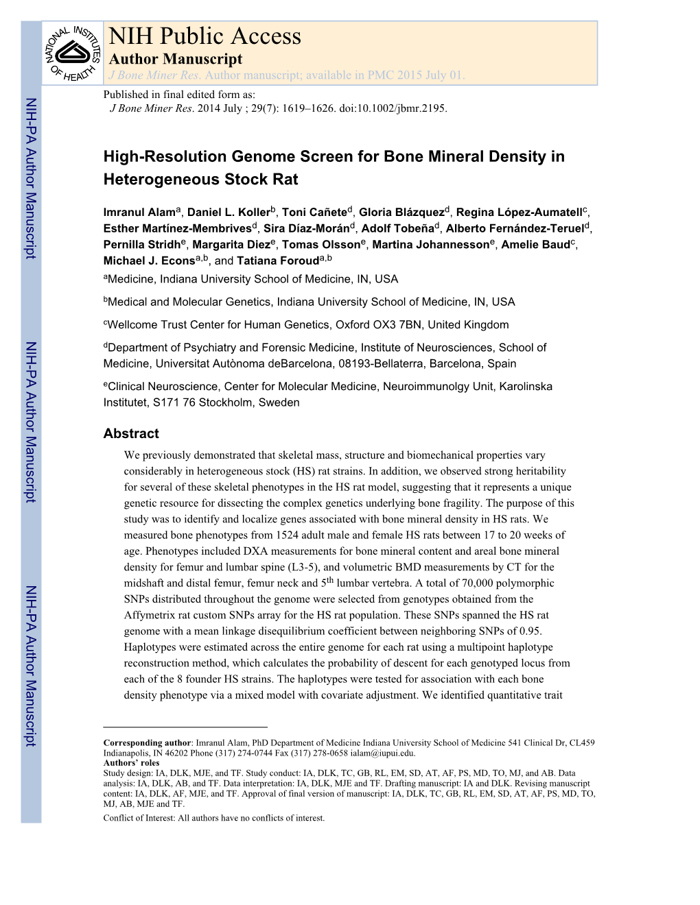 NIH Public Access Author Manuscript J Bone Miner Res