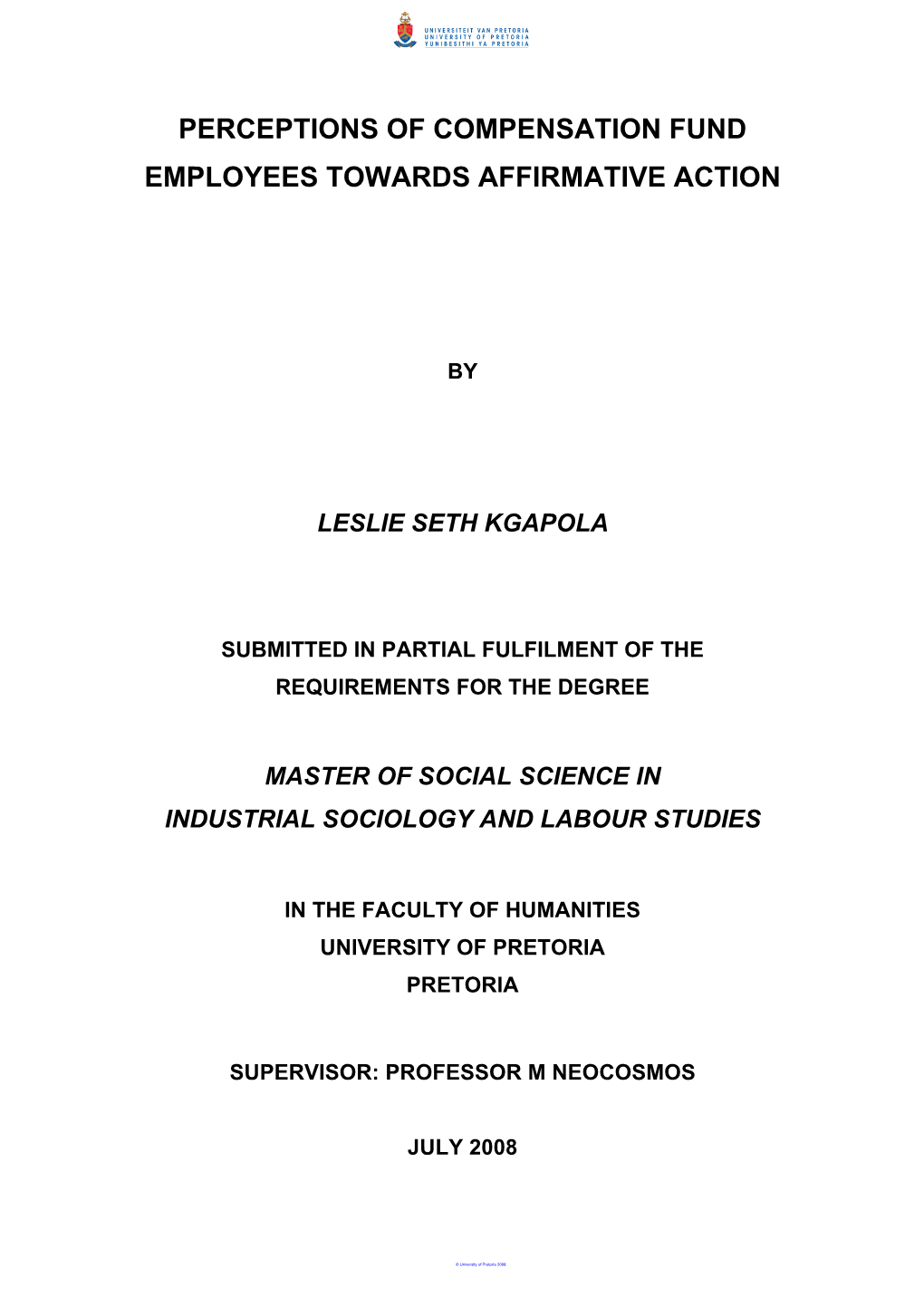 Perceptions of Compensation Fund Employees Towards Affirmative Action