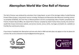 Abersychan Roll of Honour