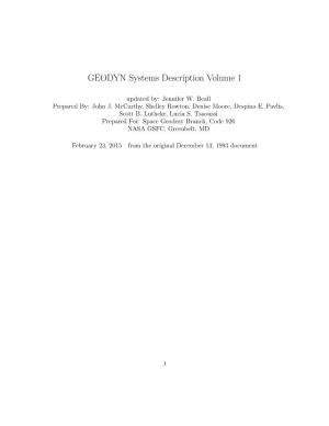 GEODYN Systems Description Volume 1