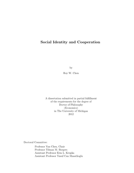 Social Identity and Cooperation