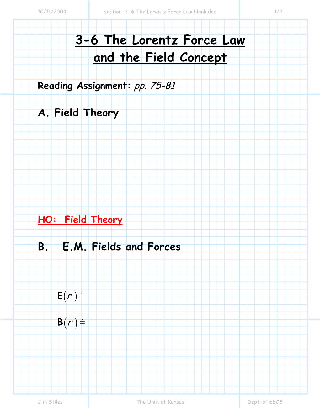 The Lorentz Force Law Blank.Doc 1/2