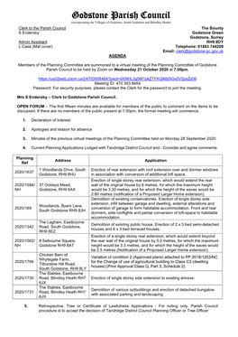 Planning Committee Agenda October 2020