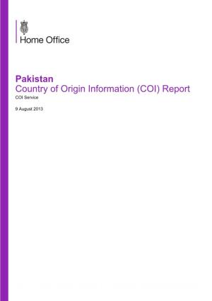 Pakistan Country of Origin Information (COI) Report COI Service