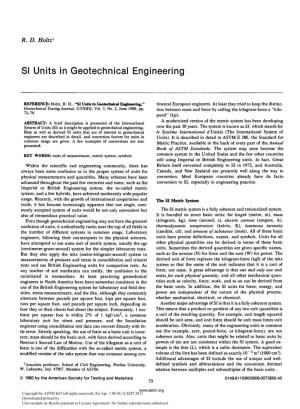 SI Units in Geotechnical Engineering