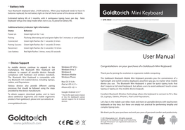 Wireless Bluetooth Mini Keyboard User Manual