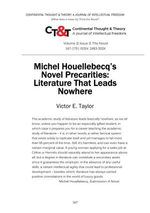 Michel Houellebecq's Novel Precarities: Literature That Leads