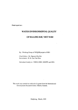 Water Fnvinronmfntal Quali1y Ofhalong Bay, Vietnam