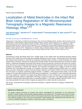 Localization of Metal Electrodes in the Intact Rat Brain Using Registration of 3D Microcomputed Tomography Images to a Magnetic Resonance Histology Atlas1,2,3