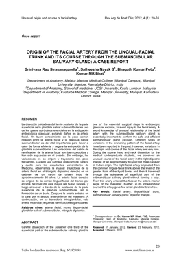 Origin of the Facial Artery from the Lingual-Facial Trunk and Its Course Through the Submandibular Salivary Gland: a Case Report