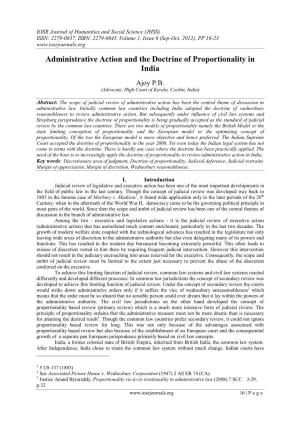 Administrative Action and Doctrine of Proportionality in India
