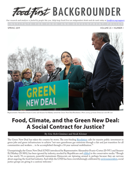 Food, Climate, and the Green New Deal: a Social Contract for Justice?