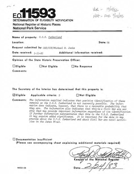 Nomination Form See Instructions in How to Complete National Register Forms Type All Entries-Complete Applicable Sections 1