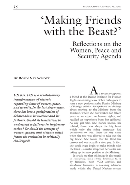Making Friends with the Beast?’ Reflections on the Women, Peace and Security Agenda