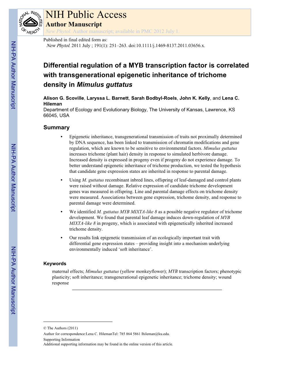 NIH Public Access Author Manuscript New Phytol