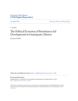The Political Economy of Remittance-Led Development in Guanajuato, Mexico