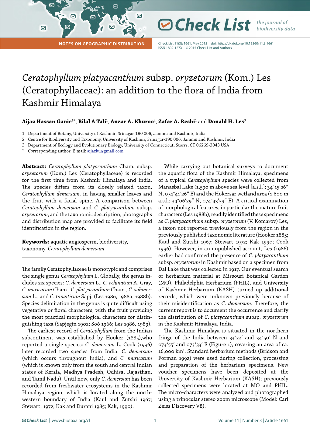 Ceratophyllum Platyacanthum Subsp