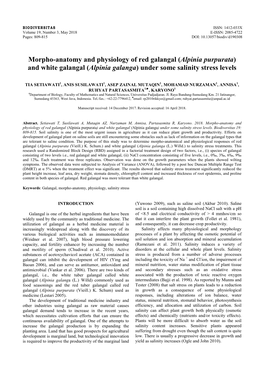 Morpho-Anatomy and Physiology of Red Galangal (Alpinia Purpurata) and White Galangal (Alpinia Galanga) Under Some Salinity Stress Levels