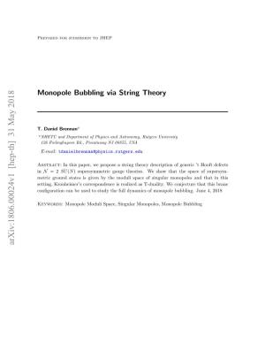 Monopole Bubbling Via String Theory