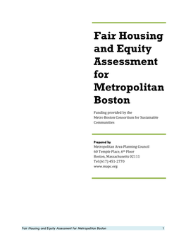 Fair Housing and Equity Assessment for Metropolitan Boston