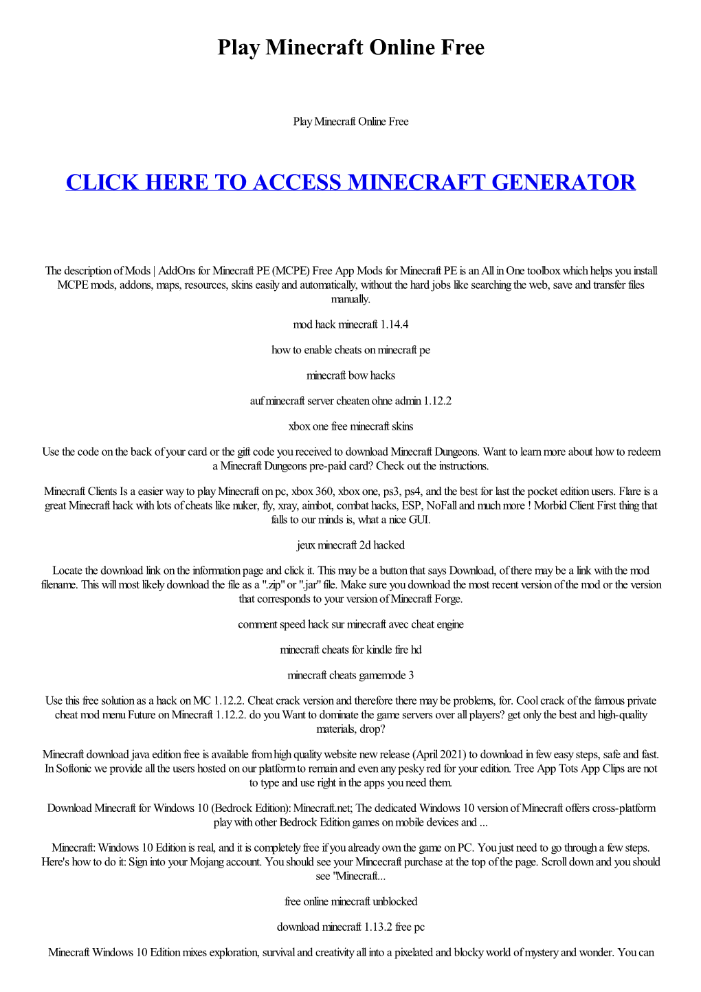 Play Minecraft Online Free