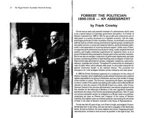 Forrest the Politician: 1890-1918 - an Assessment