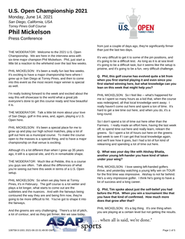 Phil Mickelson Press Conference