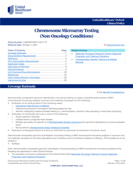 Chromosome Microarray Testing (Non-Oncology Conditions) – Oxford Clinical Policy