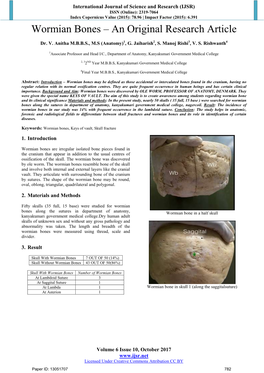 Wormian Bones – an Original Research Article