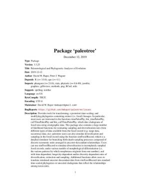 Package 'Paleotree'