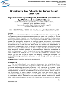 Strengthening Drug Rehabilitation Centers Through Zakah Fund